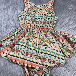 Little Minis Aztec Floral Skirted Romper Dress 5T